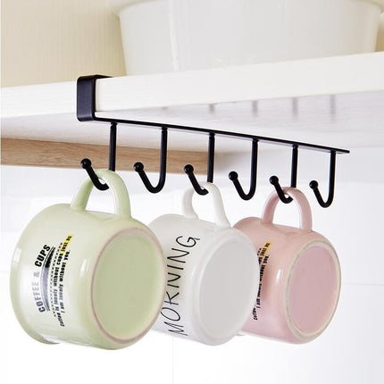 Seamless Nail-Free Wrought Iron Kitchen Rack with Versatile Hooks | Stylish Organizer for Kitchen, Office, and Wardrobe