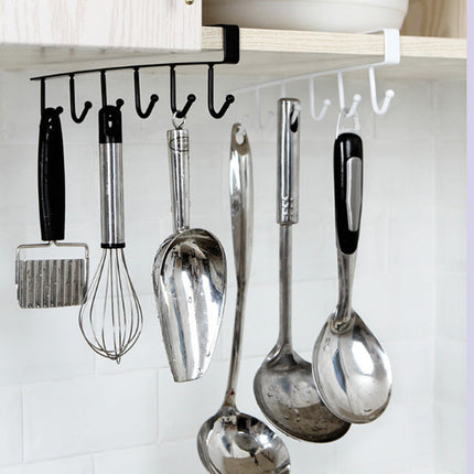 Seamless Nail-Free Wrought Iron Kitchen Rack with Versatile Hooks | Stylish Organizer for Kitchen, Office, and Wardrobe
