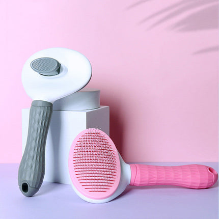 Stainless Steel Self-Cleaning Pet Comb for Dogs and Cats | Effective Shedding Tool with One-Key Design