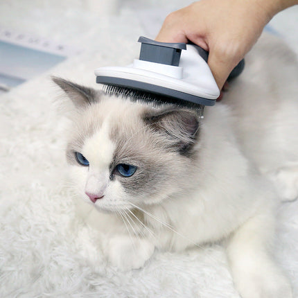 Stainless Steel Self-Cleaning Pet Comb for Dogs and Cats | Effective Shedding Tool with One-Key Design