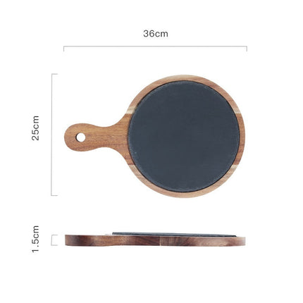 Black Acacia Wood Pizza Plate with Elegant Design | Versatile Serving Solution for Pizza and Steak