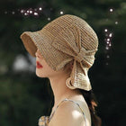 Sun Hat with Bow, Lightweight Breathable Summer Hat, One Size Sun Protection Hat for Outdoor Summer Days