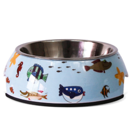 Stainless Steel Dog & Cat Food Bowl with Colorful Designs | Durable Pet Supplies for Comfortable Feeding