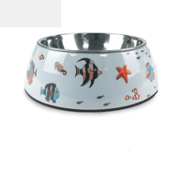 Stainless Steel Dog & Cat Food Bowl with Colorful Designs | Durable Pet Supplies for Comfortable Feeding