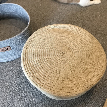 Handmade Cotton Rope Cat Litter Bed with Non-Sticky Hair | Cozy and Easy-to-Clean Space for Cats and Small Dogs