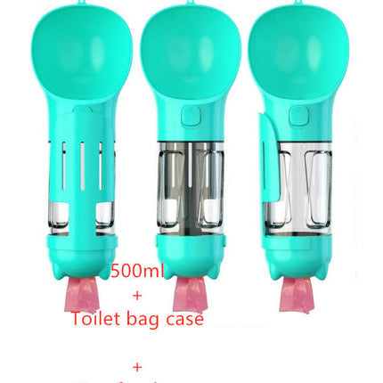Portable 3-in-1 Dog Water Bottle with Food Compartment & Waste Bags | Hydration and Feeding Solution for Outdoor Adventures