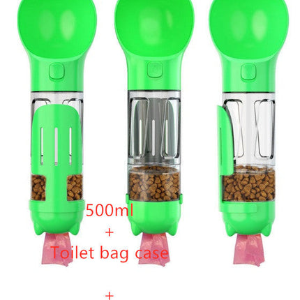 Portable 3-in-1 Dog Water Bottle with Food Compartment & Waste Bags | Hydration and Feeding Solution for Outdoor Adventures