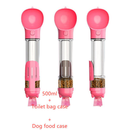 Portable 3-in-1 Dog Water Bottle with Food Compartment & Waste Bags | Hydration and Feeding Solution for Outdoor Adventures