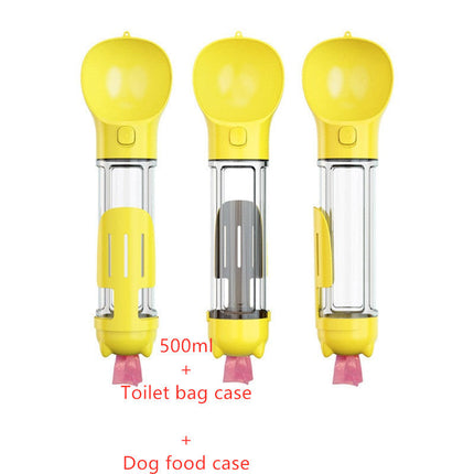 Portable 3-in-1 Dog Water Bottle with Food Compartment & Waste Bags | Hydration and Feeding Solution for Outdoor Adventures