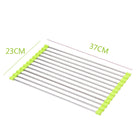 Stainless Steel Rolling Curtain Drain Rack with No-Drill Installation | Space-Saving Design for Easy Kitchen Organization