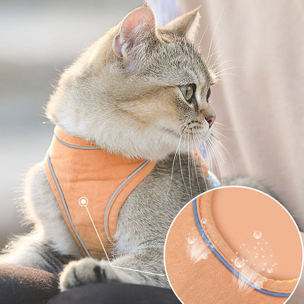 Cat Harness Vest with Leash for Safe Stylish Walks | Adjustable Soft Suede Design for Comfort and Durability