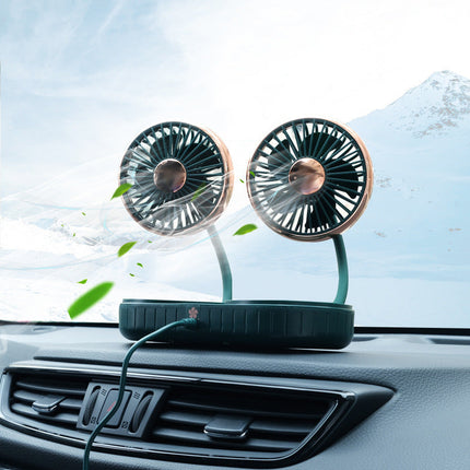 Double-Headed Hose Fan with Flexible Silicone Hose | USB Powered for Customized Cooling in Cars and Offices