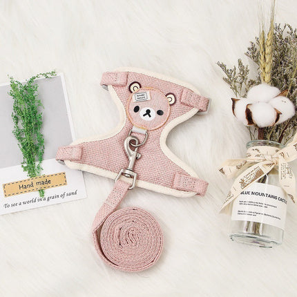 Anti-Shock Small Pet Harness with Cartoon Bear Design | Comfortable Vest for Dogs and Cats
