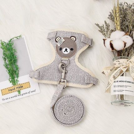Anti-Shock Small Pet Harness with Cartoon Bear Design | Comfortable Vest for Dogs and Cats