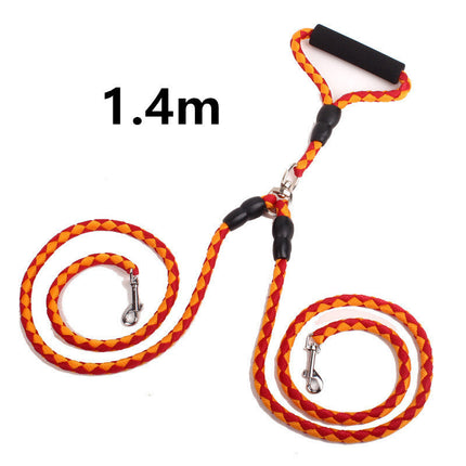 Pet Double Leash with Heavy-Duty Reflective Threads | Comfortable 360-Degree Design for Safe Dog Walking