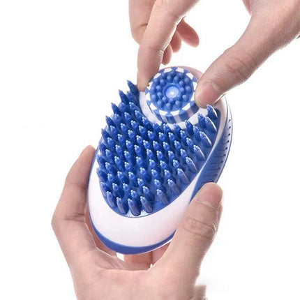 Silicone Pet Bath Brush with Built-in Liquid Storage | Soothing Massage Tool for Stress-Free Grooming