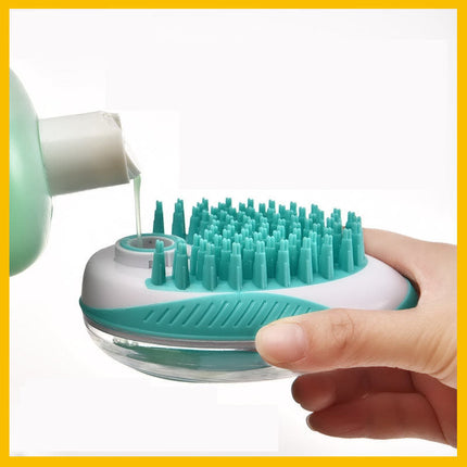 Silicone Pet Bath Brush with Built-in Liquid Storage | Soothing Massage Tool for Stress-Free Grooming