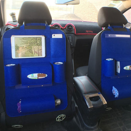 Multi-Pocket Wool Felt Car Backseat Organizer with Adjustable Straps | Durable Storage Solution for Clutter-Free Travel