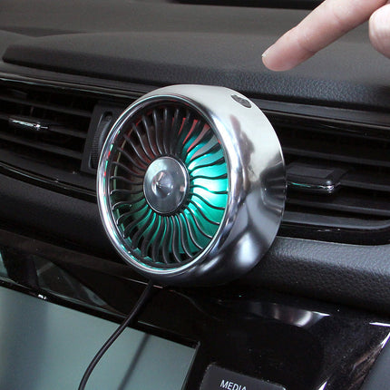 Car Multi-Function Fan with 3 Speed Settings & Ambient Lighting | Compact Air Vent Fan for Summer Comfort