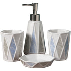 Ceramic Bathroom Accessory Set with Modern Geometric Design | 4-Piece Elegant Marble Set for Stylish Organization
