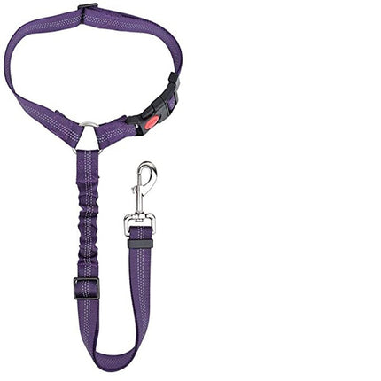 Adjustable Pet Car Seat Belt with Elastic Rope & Reflective Lines | Safe Travel for Dogs and Cats