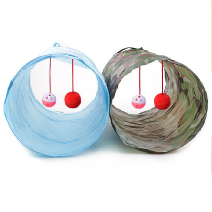 Collapsible Cat Tunnel Toy with Hanging Balls | Foldable Design for Interactive Cat Play