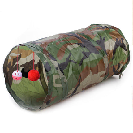 Collapsible Cat Tunnel Toy with Hanging Balls | Foldable Design for Interactive Cat Play