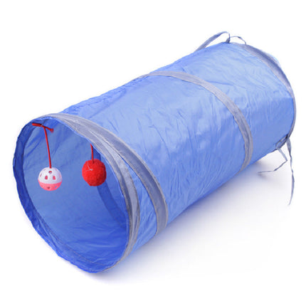 Collapsible Cat Tunnel Toy with Hanging Balls | Foldable Design for Interactive Cat Play