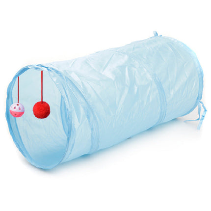 Collapsible Cat Tunnel Toy with Hanging Balls | Foldable Design for Interactive Cat Play
