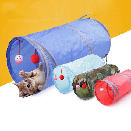 Collapsible Cat Tunnel Toy with Hanging Balls | Foldable Design for Interactive Cat Play