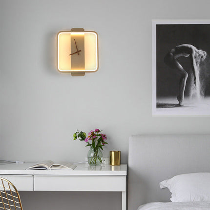 Nordic Wall Lamp Clock with Premium Acrylic Design | Minimalist Bedside Lighting for Modern Bedrooms