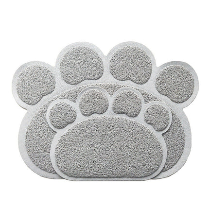 Splash-Proof Cat Litter Mat with Gray Cat Paw Design | Easy-Clean Solution for Mess-Free Home