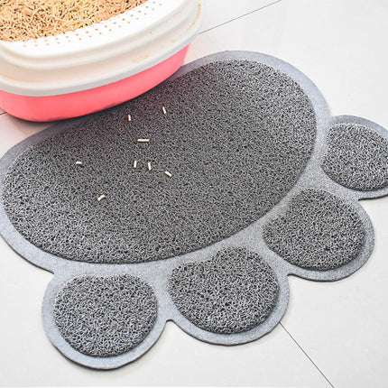 Splash-Proof Cat Litter Mat with Gray Cat Paw Design | Easy-Clean Solution for Mess-Free Home