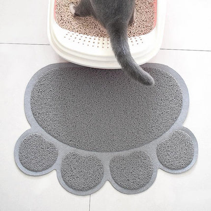 Splash-Proof Cat Litter Mat with Gray Cat Paw Design | Easy-Clean Solution for Mess-Free Home