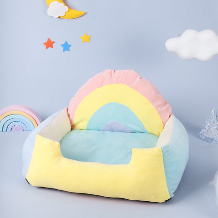 Rainbow Cat Bed with Removable Cushion | Soft Dual-Purpose Pet Nest for Ultimate Comfort and Style