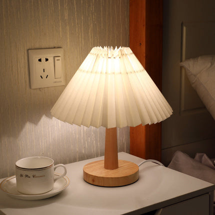 USB Vintage Pleated Lamp with Touch Dimming | Cozy Fabric Shade for Eye Comfort and Home Ambiance