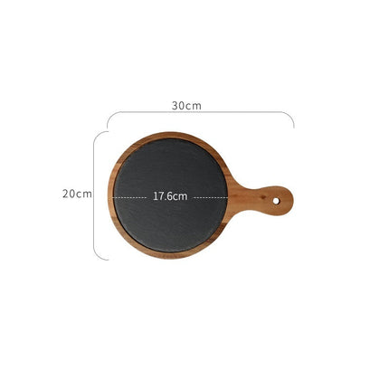 Black Acacia Wood Pizza Plate with Elegant Design | Versatile Serving Solution for Pizza and Steak