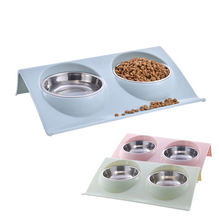 Stainless Steel Pet Double Bowl with Anti-Spatter Design | Easy to Clean and Safe Feeding for Dogs and Cats
