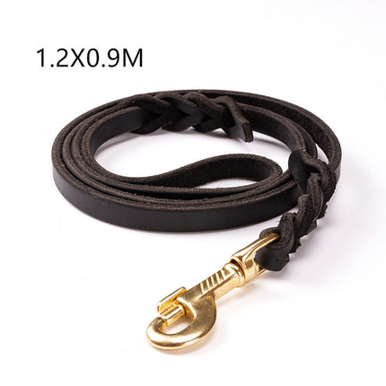 Durable First Layer Leather Dog Leash for Large Breeds | Elegant Dark Brown Design for Strength and Training