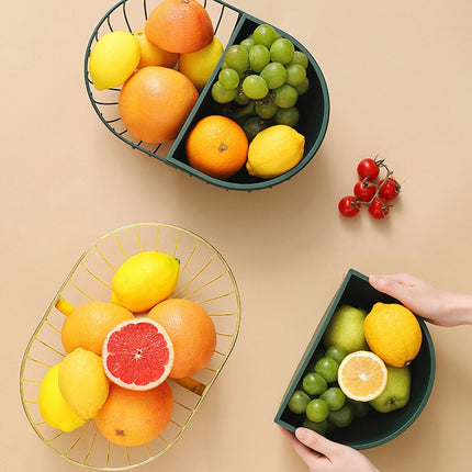 Wrought Iron Fruit Basket with Detachable Plate | Stylish Nordic Design for Organizing and Displaying Fruits and Vegetables