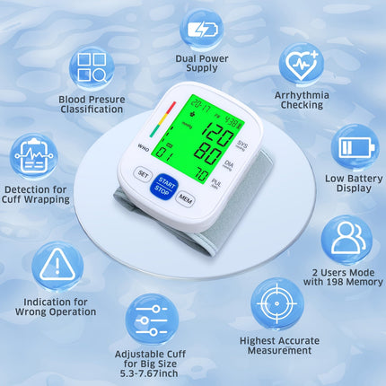 Wrist Blood Pressure Monitor, Blood Pressure Cuff with Backlit Display – image 10