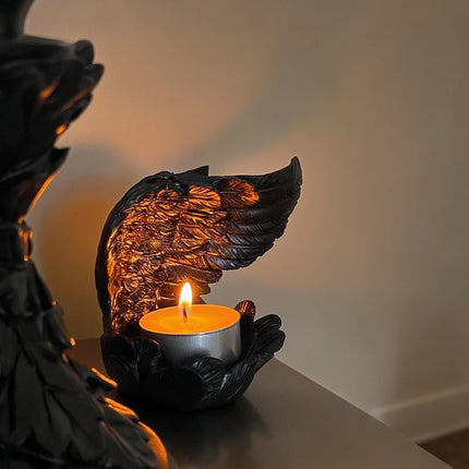 Angelic Wings Candle Holder with Poetic Winged Design | Serene Resin Decor for Warmth and Reflection