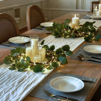 Botanical Garland Light with Warm White Glow | Nature-Inspired Decor for Elegant Home Ambiance