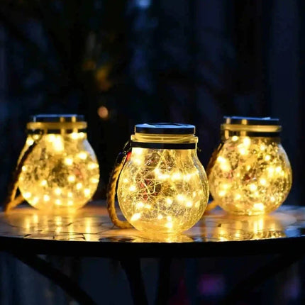 Solar-Powered Lantern with Dusk Sensor & Jute Rope Handle | Weather-Resistant Outdoor Lighting for Cozy Evenings