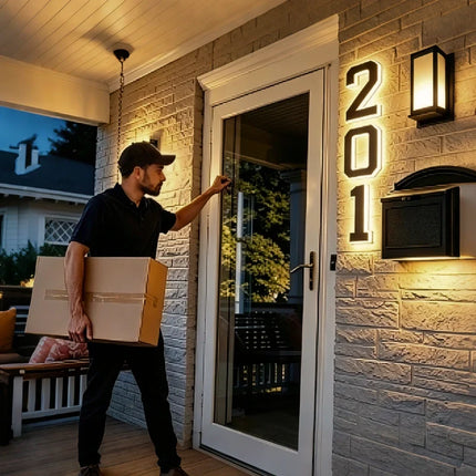 Solar House Number Light with Automatic Dusk Sensor | Modern Black Design for Enhanced Nighttime Visibility