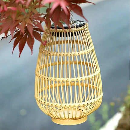 Solar-Powered Woven Lantern with Automatic Dusk Sensor | Elegant Lighting for Indoor and Outdoor Ambiance