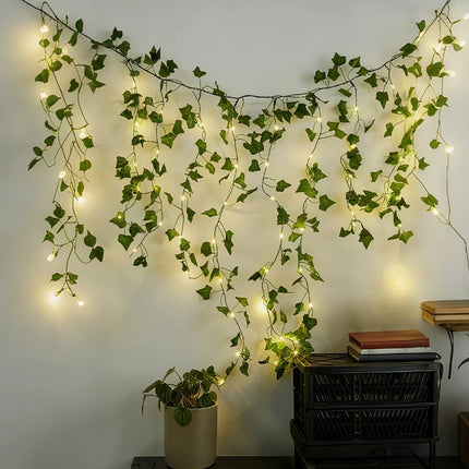 Botanical Garland Light with Warm White Glow | Nature-Inspired Decor for Elegant Home Ambiance