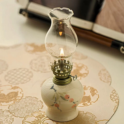 Ceramic Oil Lantern with Adjustable Flame Control | Handcrafted Décor for Cozy Ambiance