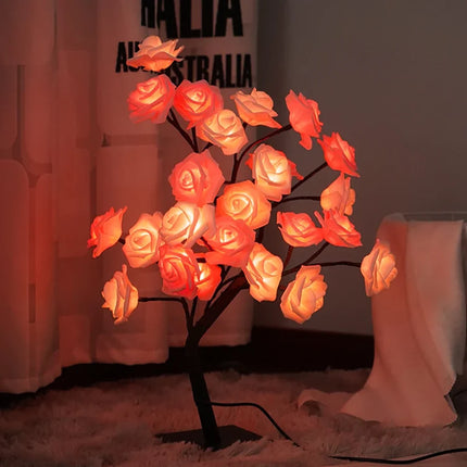 Rose Tree LED Lamp with Adjustable Branches | USB-Powered Decorative Lighting for Indoor and Outdoor Charm