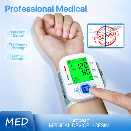 Wrist Blood Pressure Monitor, Blood Pressure Cuff with Backlit Display